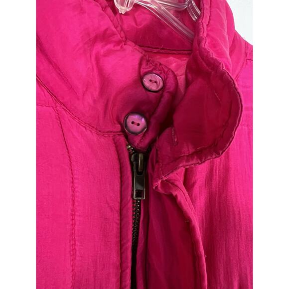 Clio VTG Puffer Coat Lightweight Size M Pink Silk Barbie Dopamine Colorful - Picture 10 of 12